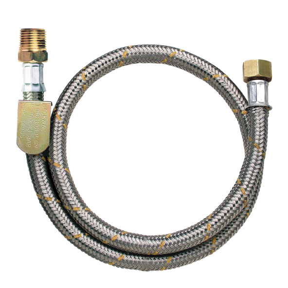 Tubo de Borracha Trançado em Aço Inox NBR 14955 - 1,50m – Roscas 1/2 [ExI] – GLP e GN