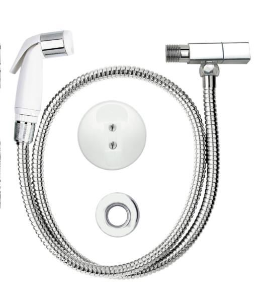 Ducha higiênica Branca Flexivel Inox e Registro