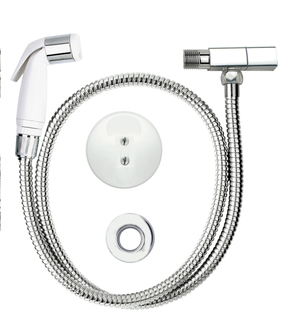 Ducha higiênica Branca Flexivel Inox e Registro