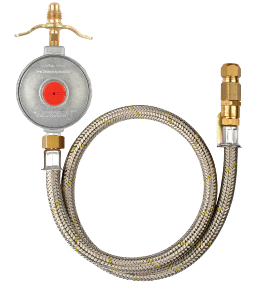 Kit 1XP13 P/ Fogão 1,00m Reg. 5kg/h 1/2 BSP x Borboleta 5/8 UNC C/ Valv. Segurança