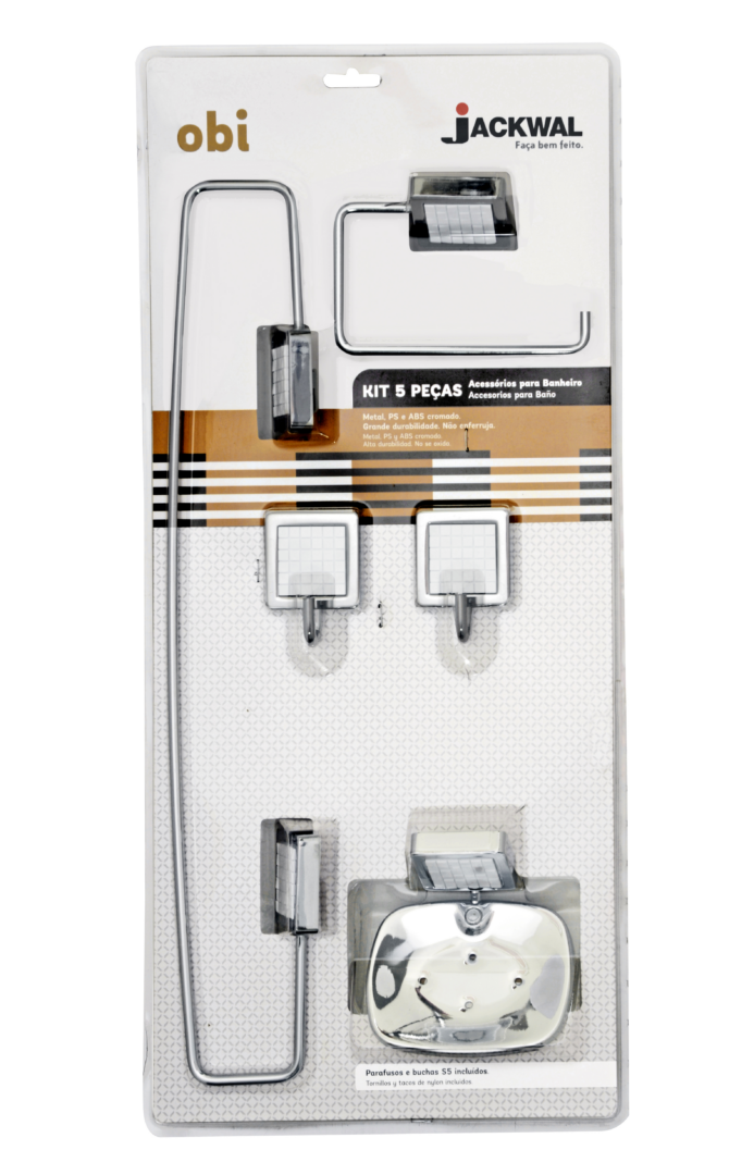 Kit 5 Pecas Saboneteira Metal Branco Obi